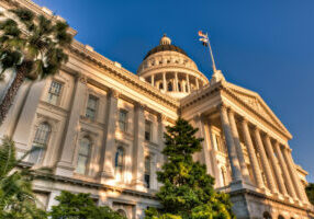 California State Capitol Lit by Setting Sun